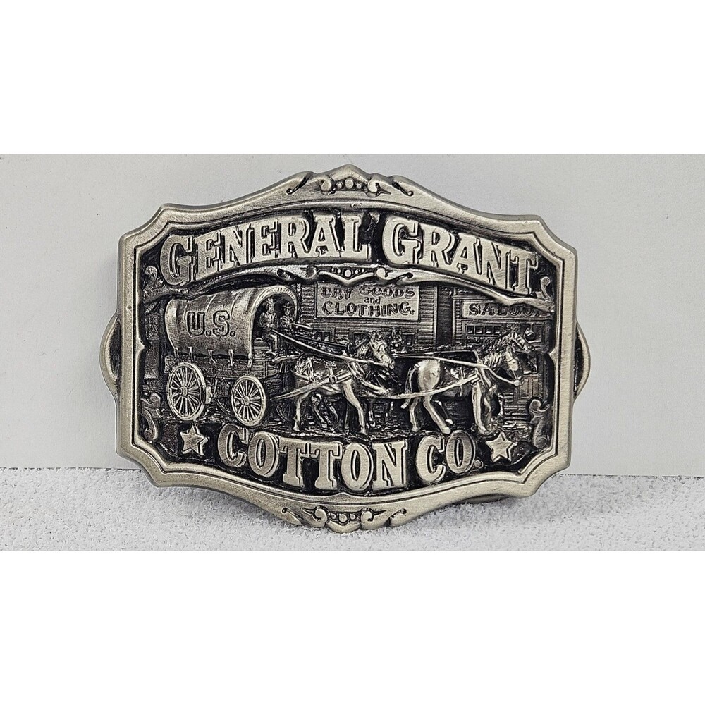 Great American Buckle Co. Belt Buckle Mens General Grant Cotton Co 1985